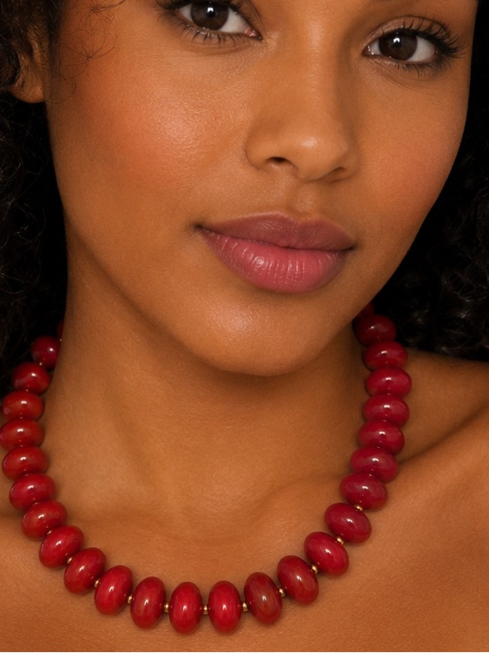 Chunky Red Bead  Necklace